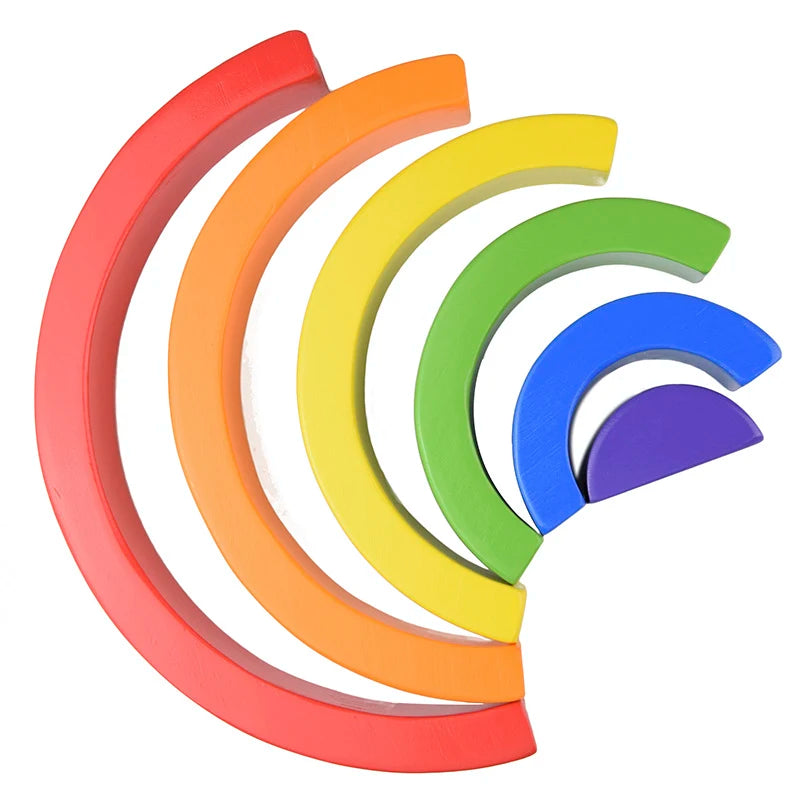 Blocos de Equilíbrio em Madeira – Arco-íris Montessori