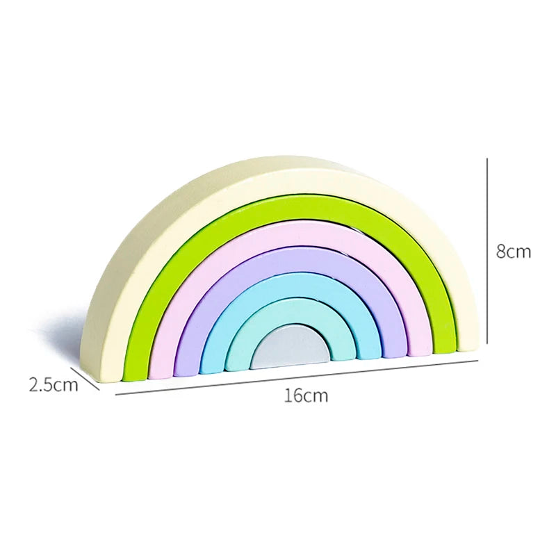 Blocos de Equilíbrio em Madeira – Arco-íris Montessori