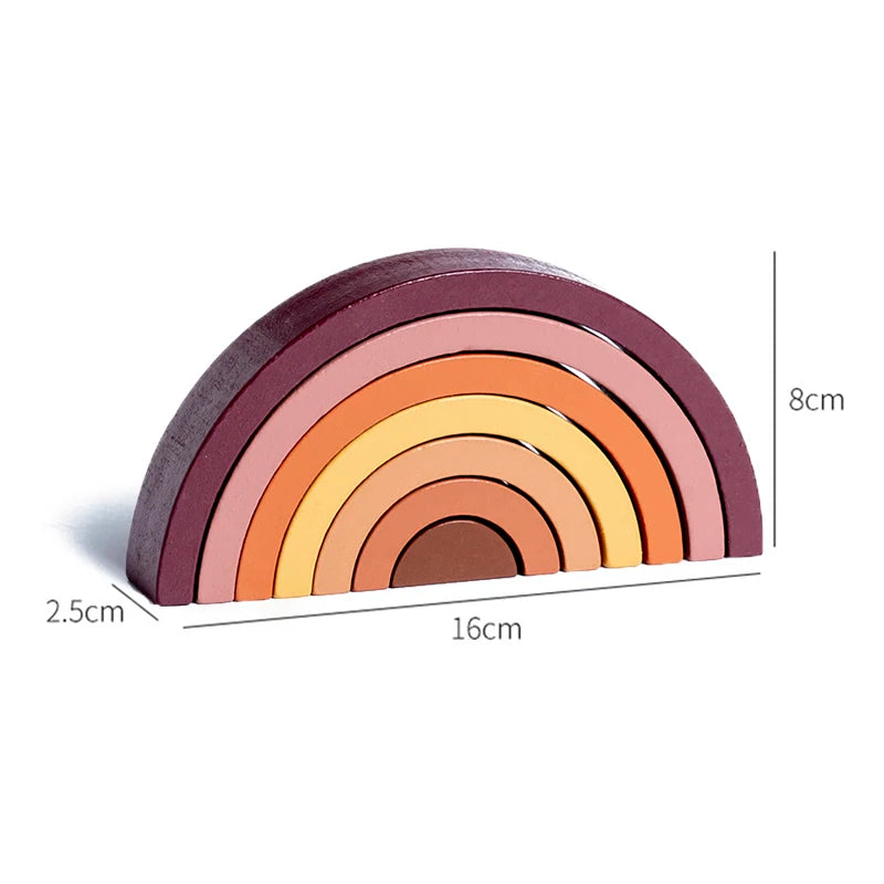 Blocos de Equilíbrio em Madeira – Arco-íris Montessori
