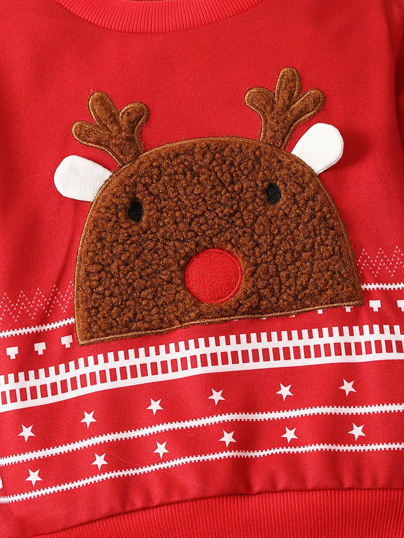 Conjunto de Moletom de Natal com Capuz e Calça - 2pçs