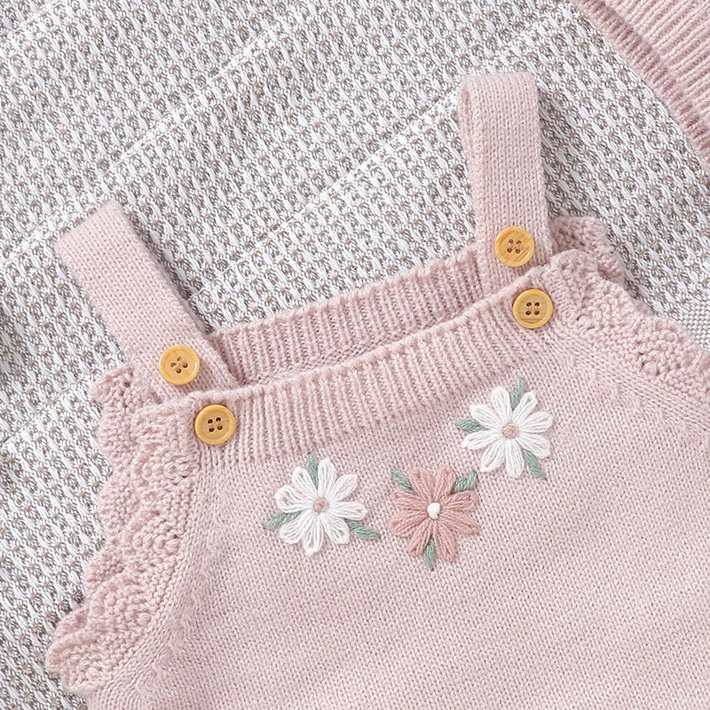 Conjunto Macacão Manga Curta e Touca em Tricot - 2pçs