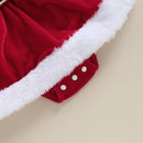Conjunto Body Vestido + Gorro Natalino em Veludo - 2pçs
