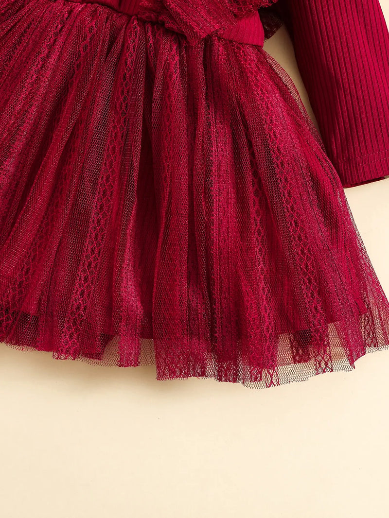 Conjunto Natalino Vestido + Faixa de Cabeça - 2pçs