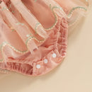 Conjunto Candy Macacão Floral com Tule e Faixa de Cabeça - 2pçs