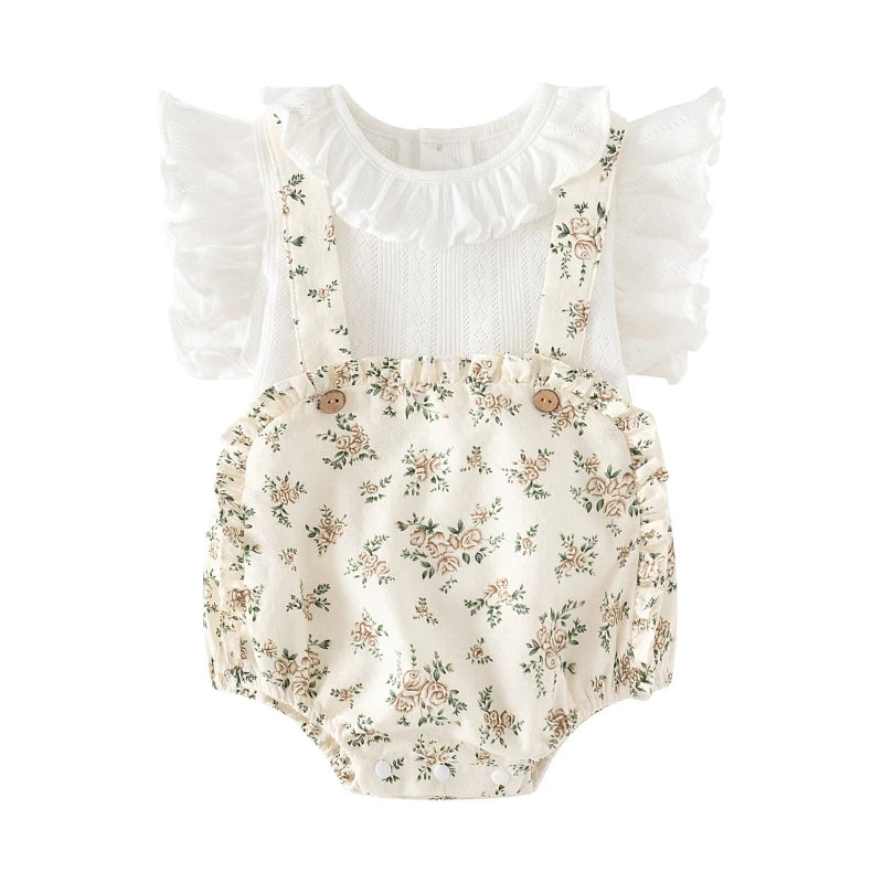 Conjunto Blusa e Jardineira Floral 2 pçs