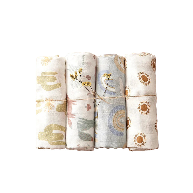 Conjunto 4 Peças de Tecido Swaddle em Musselina