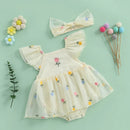 Macacão Curto Floral com Faixa - 2pçs