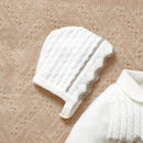 Conjunto Macacão Manga Longa e Chapéu em Tricot - 2pçs