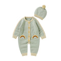 Conjunto Macacão Manga Longa e Touca em Tricot - 2pçs