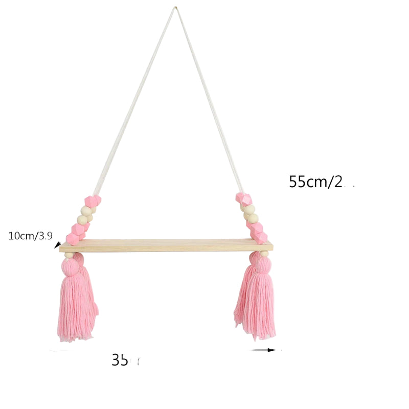 Prateleira de Parede Suspensa de Macramê