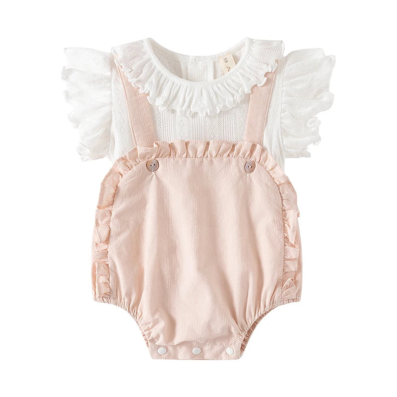 Conjunto Blusa e Jardineira Rosa 2 pçs