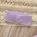 Conjunto Casaco Cardigan, Romper e Faixa de Cabeça em Tricot - 3pçs