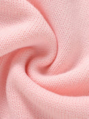 Macacão Manga Longa em Tricot Rosa com Bordado de Arco-Íris