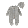 Conjunto Macacão Manga Longa e Touca em Tricot - 2pçs
