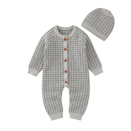 Conjunto Macacão Manga Longa e Touca em Tricot - 2pçs