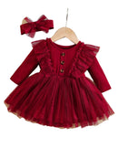 Conjunto Natalino Vestido + Faixa de Cabeça - 2pçs