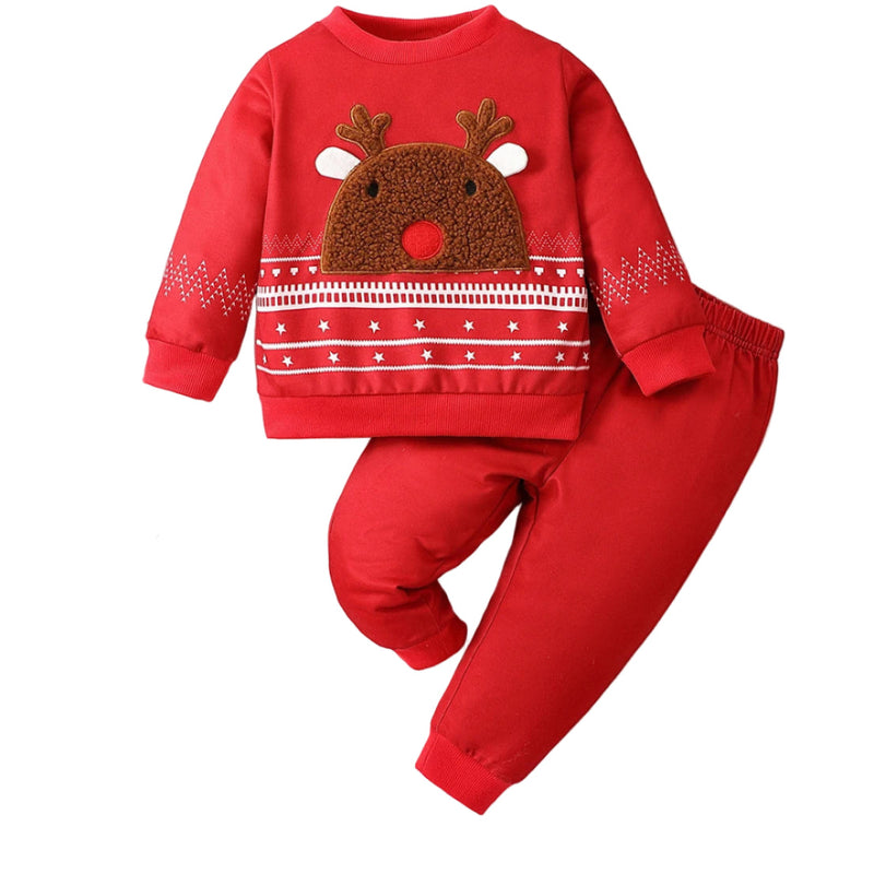 Conjunto de Moletom de Natal com Capuz e Calça - 2pçs