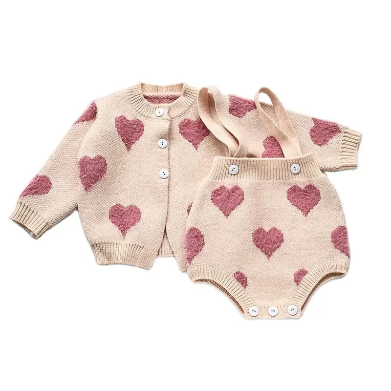 Conjunto em Tricot com Cardigan e Romper