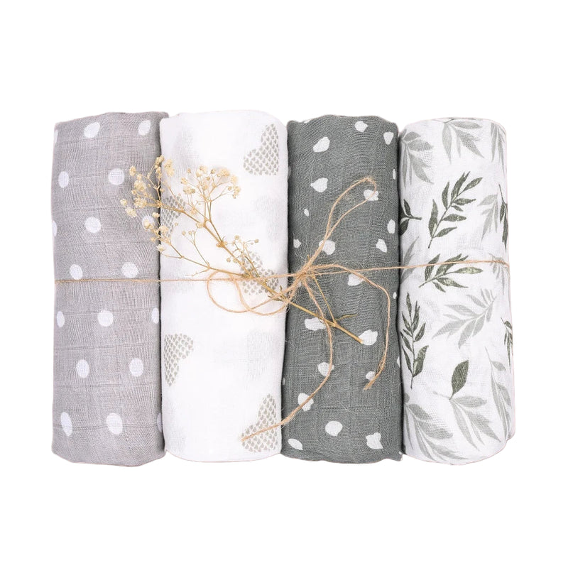 Conjunto 4 Peças de Tecido Swaddle em Musselina