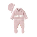 Conjunto Macacão Manga Longa e Chapéu em Tricot - 2pçs