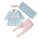 Conjunto Casaco, Calça, Manta e Faixa de Cabeça em Tricot - 4pçs