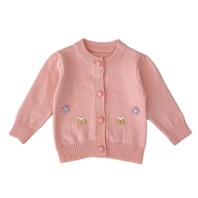 Casaco Cardigan em Tricot Detalhes em Bordado