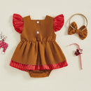 Conjunto Natalino Macacão + Faixa de Cabeça - 2pçs