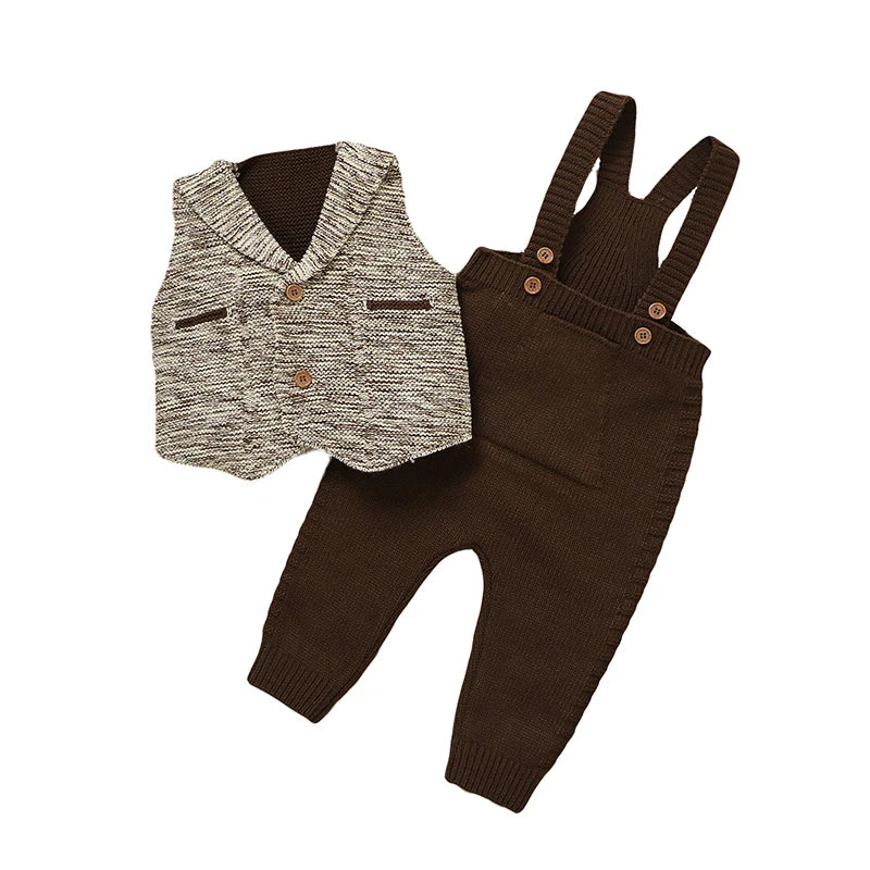 Conjunto Colete e Macacão em Tricot - 2pçs