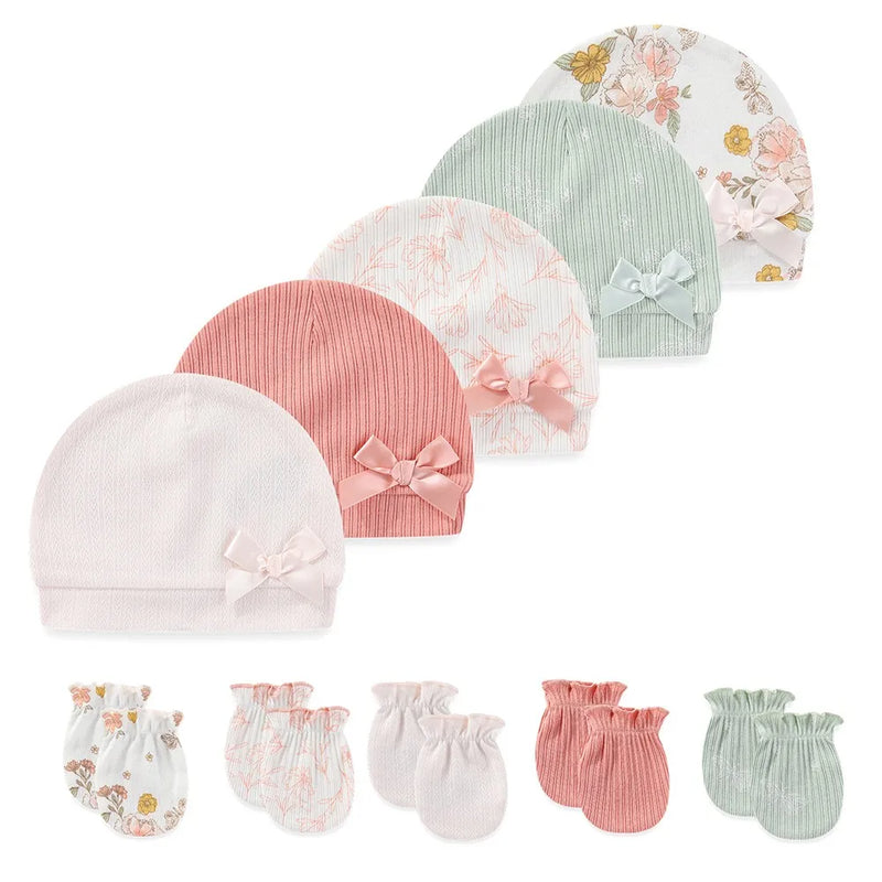 Conjunto com 5 Pares de Gorrinhos e Luvas (10pçs) - Menina