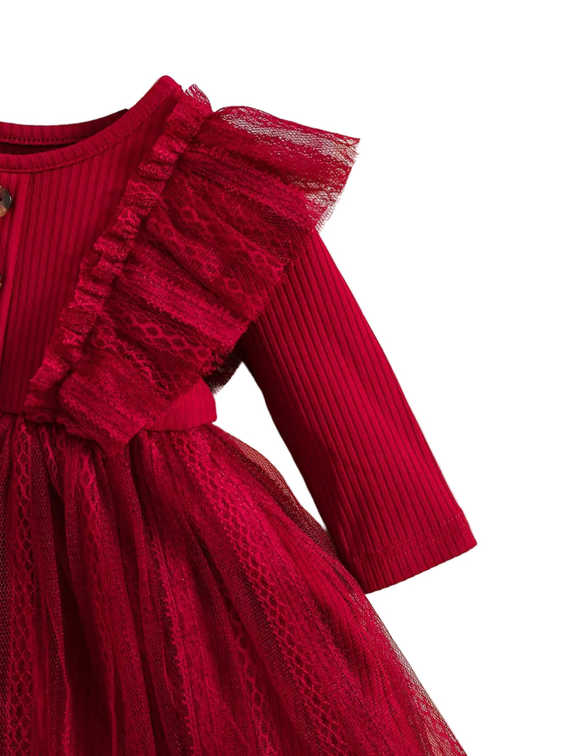 Conjunto Natalino Vestido + Faixa de Cabeça - 2pçs