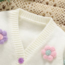 Conjunto Casaco Cardigan, Romper e Faixa de Cabeça em Tricot - 3pçs