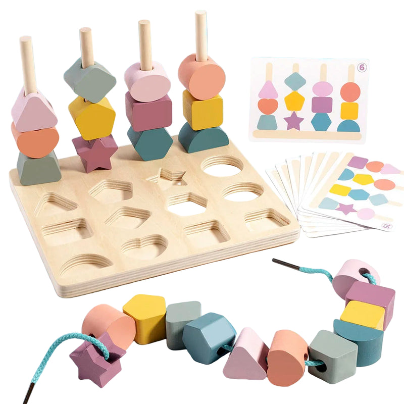 Quebra-Cabeça de Formas e Cores em Madeira