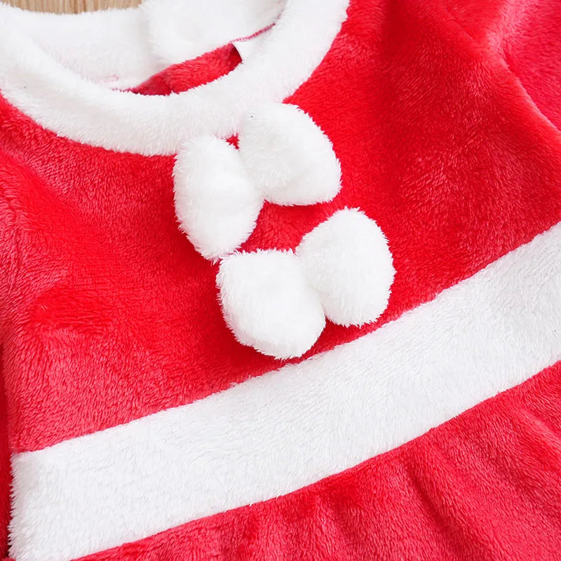 Vestido Natalino Manga Longa + Gorro - 2pçs