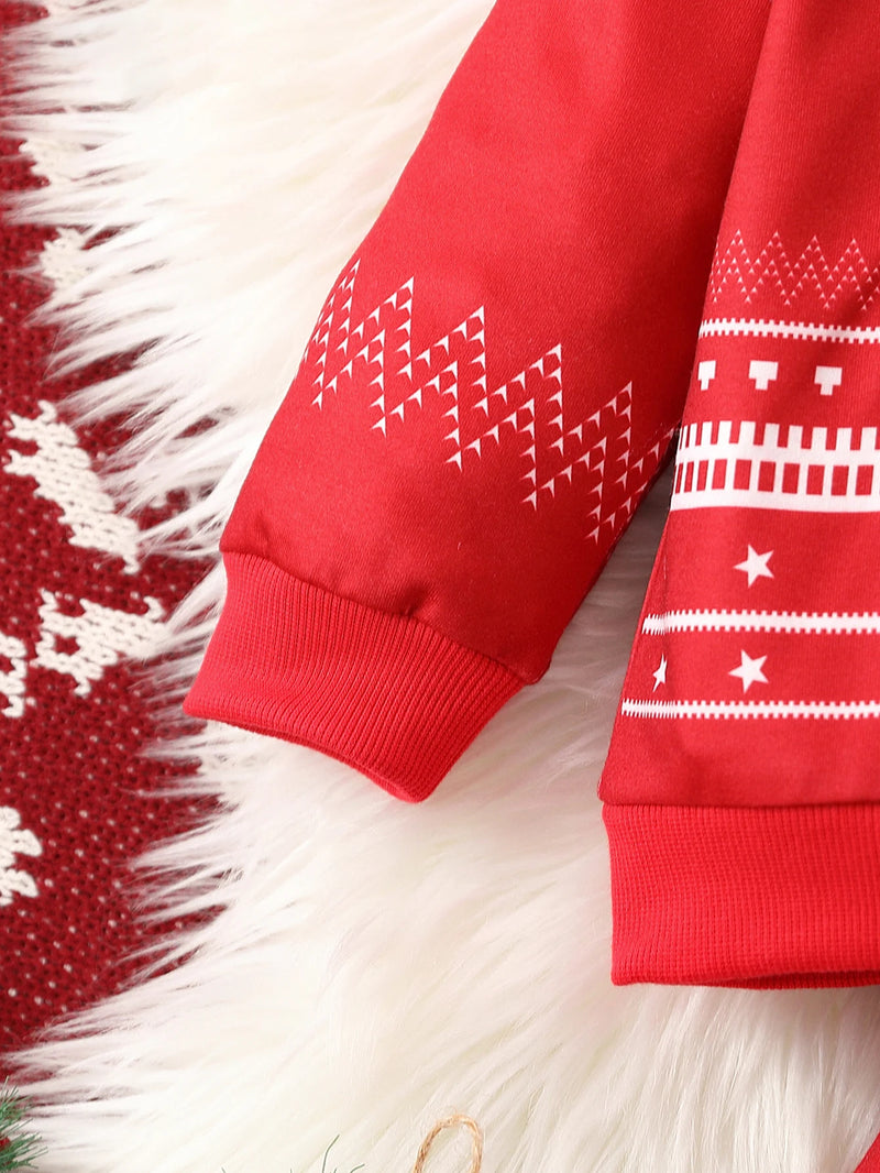 Conjunto de Moletom de Natal com Capuz e Calça - 2pçs