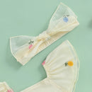 Macacão Curto Floral com Faixa - 2pçs