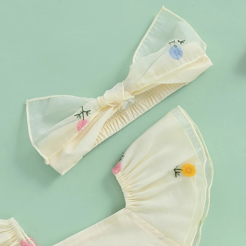 Macacão Curto Floral com Faixa - 2pçs