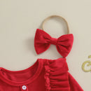 Macacão  Manga Longa com Babados e Faixa de Cabeça - 2pçs