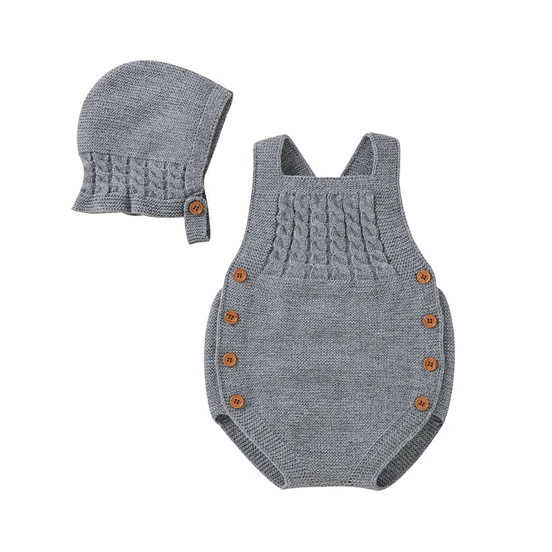 Conjunto Romper e Touca em Tricot - 2pçs