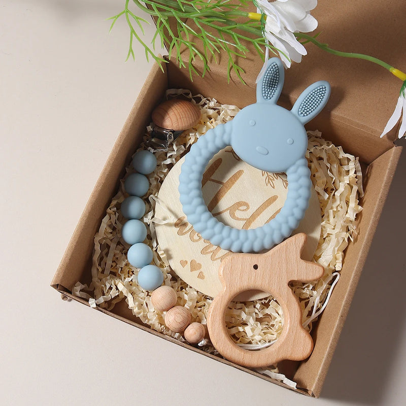 Conjunto Sensorial Mordedor, Chocalho e Prendedor de Chupeta