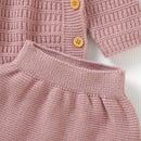 Conjunto Casaco Cardigan e Shorts em Tricot - 2pçs