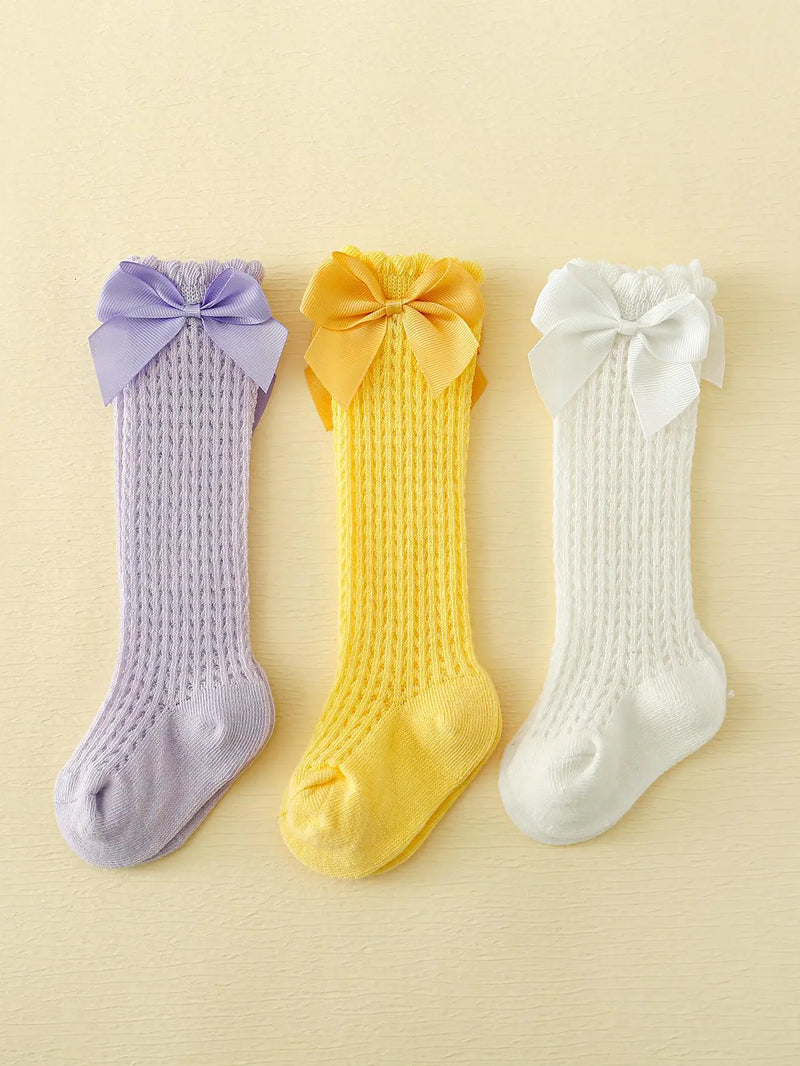 Kit 3 Pares de Meias Longas com Laço