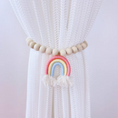 Enfeite de Cortina com Borlas e Contas de Madeira -2pçs