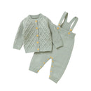 Conjunto Casaco Cardigan e Macacão Salopete em Tricot - 2pçs