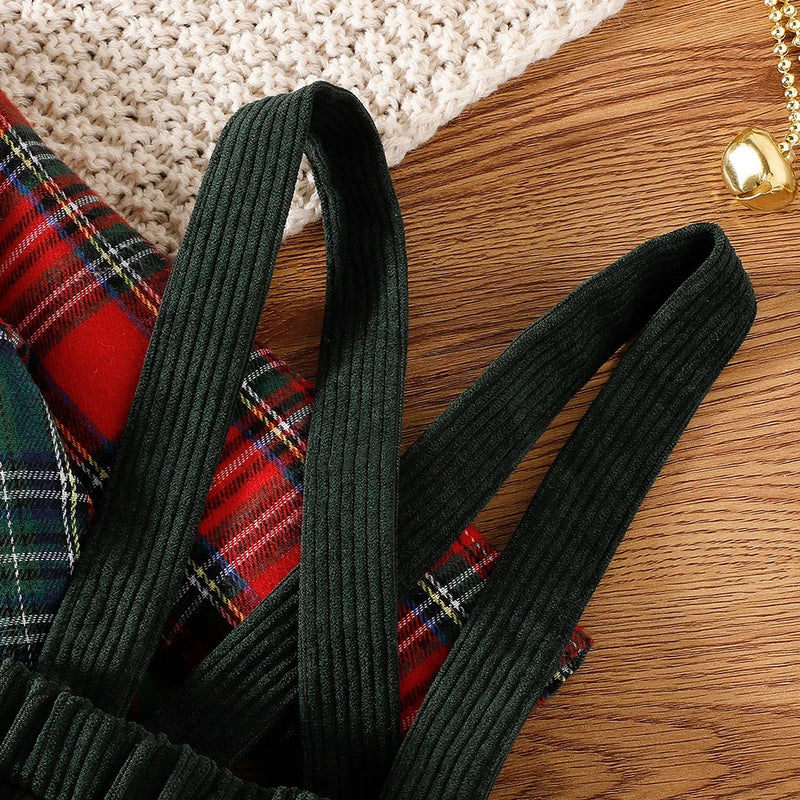 Conjunto Camisa Xadrez e Macacão Veludo- 2pçs