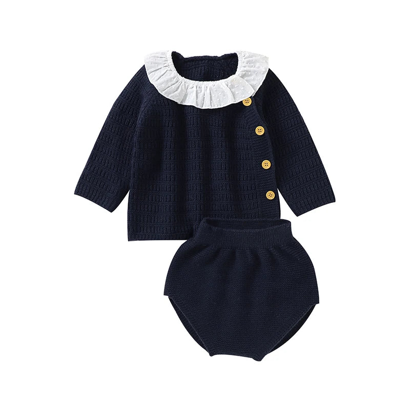 Conjunto Casaco Cardigan e Shorts em Tricot - 2pçs