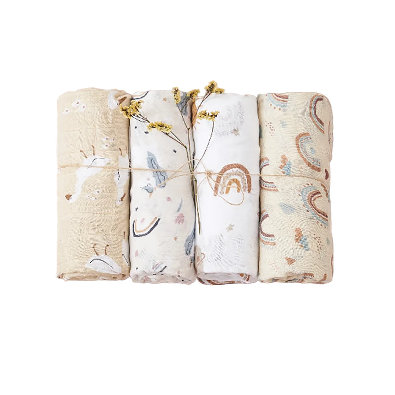 Conjunto 4 Peças de Tecido Swaddle em Musselina
