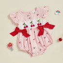 Macacão Curto Detalhes em Bordado Cereja