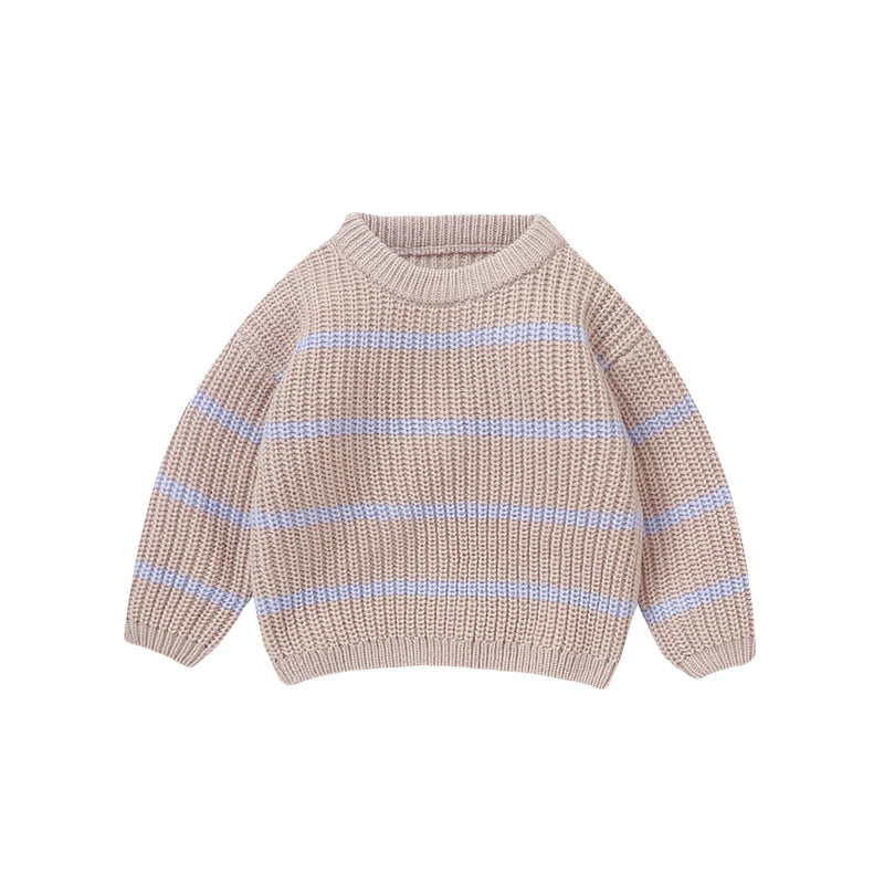 Casaco Suéter em Tricot Listrado