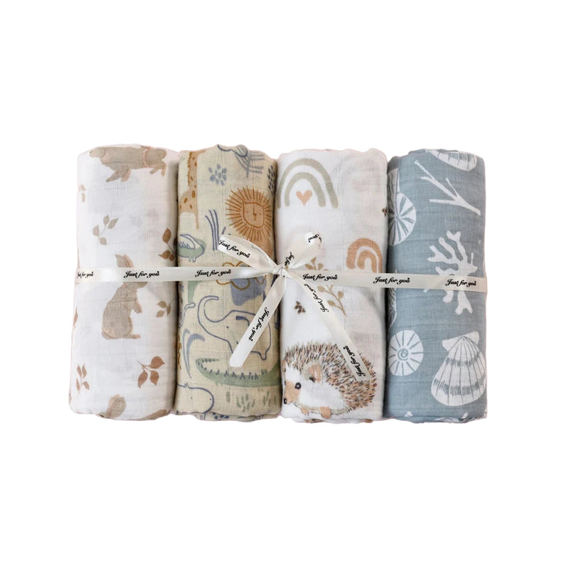 Conjunto 4 Peças de Tecido Swaddle em Musselina