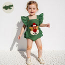 Macacão de Natal Bordado com Faixa de Cabeça -2pçs